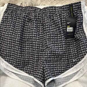 Nike Black and White Athletic Shorts with “Just do it” printed on shorts